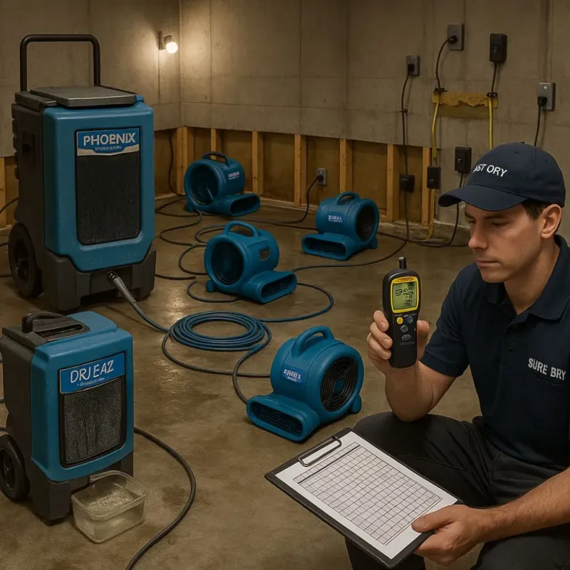 Structural Drying and Dehumidification process in Bartonville, TX